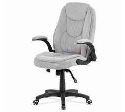 Kancelárske kreslo, sivá látka, čierny plastový kríž, synchrónny mechanizmus