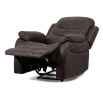 TV a relaxačné kreslo, manuálne polohovateľné, čalúnenie hnedá látka vo vintage dekore k