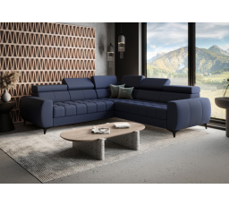 Rohová sedacia súprava PORTO MAX prírodná koža 255x255 cm - pravá, Koža pruská modrá