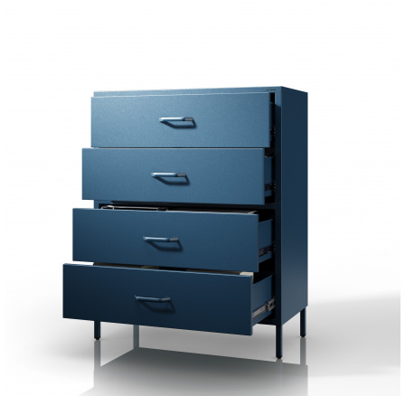 Komoda skrinka kovová modrá Moderná CARLA, 800 x 1015 x 400 mm
