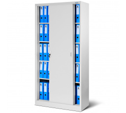 Kancelárska kovová skriňa s posuvnými dverami KUBA, 900 x 1850 x 400 mm, šedá