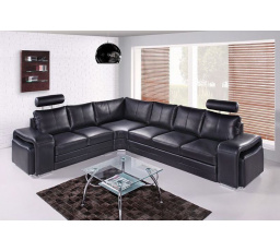 Kožená sedacia súprava Endy s rozkladacou ľavou časťou čierna