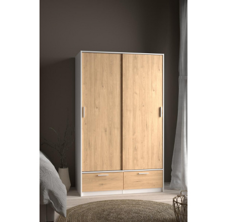 Šatní skriňa LINCOLN 2D2S, Biela/Jackson hickory