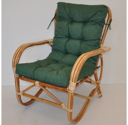 Ratanové kreslo Nilam vankúš tmavozelené odlesky