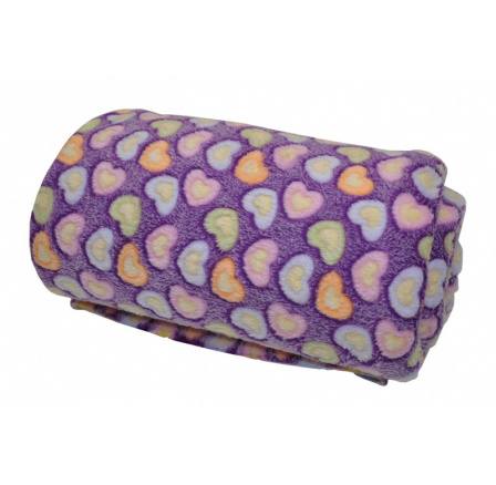 Deka z mikroplyšu 150x200 cm - srdce na fialovej