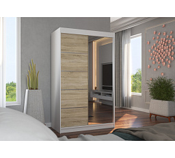 Posuvná skriňa so zrkadlom NICEA 120 Biela+Sonoma