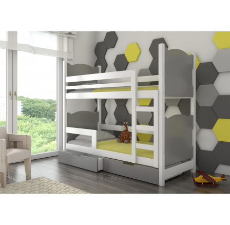 Dvojlôžková poschodová posteľ s matracmi MARABA White+Gray Dvojlôžková poschodová posteľ s matracmi MARABA White+Gray