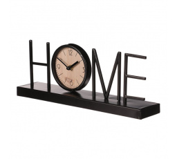 Hodiny stolní - slovo "HOME", kov, ciferník v písmenu "O"