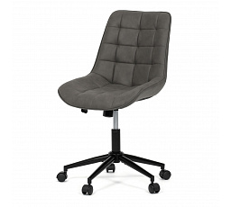 Stolička kancelárska, sivá látka v dekore brúsená koža, čierny kovový kríž