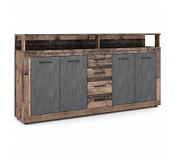 Komoda BLAGO 190 cm Tmavý Dub/Čierna