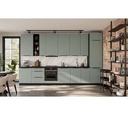 Kuchyňská linka ARIA - 390 cm, Černá/Aquamarine