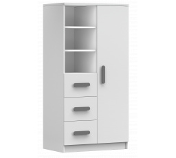 Regál 80 3S1D SMYK I - 05, Biela Mat/Šedá