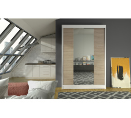 Šatní skriňa LINORA II 120, Biela/Dub sonoma