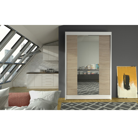 Šatní skriňa LINORA II 120, Biela/Dub sonoma