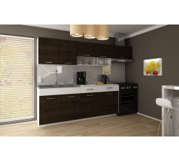 Kuchynská linka Tatius 240/180 wenge/biely pruh