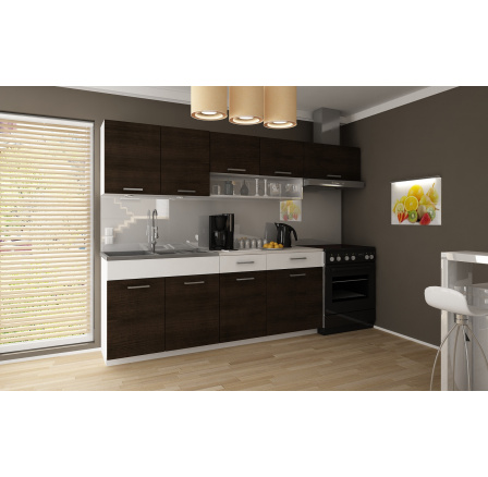 Kuchynská linka Tatius 240/180 wenge/biely pruh