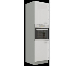 Kuchynská skriňa BOLZANO 60 DP 210 2F, Biely lesk/Sivá