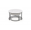 Konferenčné stolíky JAVA sada, biely mramor / čierna