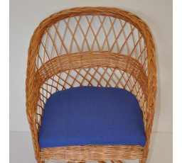 Vankúš na kreslo z vŕbového prútia - tmavomodrá látka