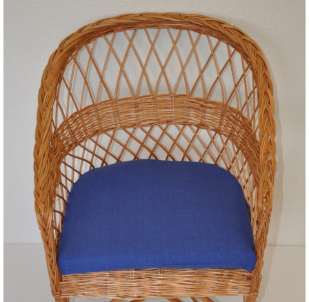 Vankúš na kreslo z vŕbového prútia - tmavomodrá látka