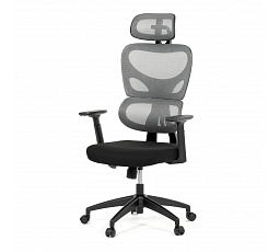 Kancelárska stolička, sivá sieťovina, čierny plast, kolieska na tvrdé podlahy