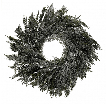 Věnec z túje - umělý, pr. 70 cm, zelený, ojíněný Věnec z túje - umělý, pr. 70 cm, zelený, ojíněný