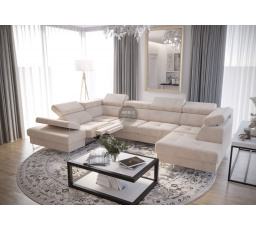 Rohová sedacia súprava GALAXY MAX II, relax s funkciou spania 215x350x170 - béžová, ľavá