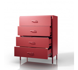 Červená kovová skrinka komoda Moderná CARLA, 800 x 1015 x 400 mm