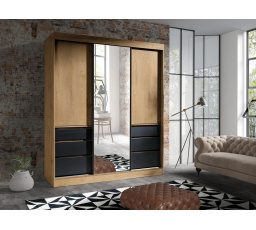 Šatní skriňa HAVANA 180, Dub lefkas/Čierna