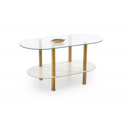 Konferenčný stolík DUCAT, efekt bieleho mramoru / zlatá