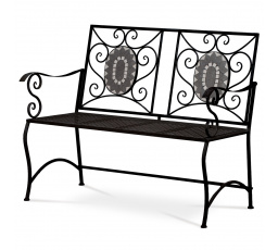Záhradná lavička, keramická mozaika, kov, čierny lak (dizajn podľa JF2233/34)