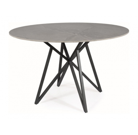 Jedálenský stôl MURANO 120 cm, efekt sivého mramoru/čierny mat