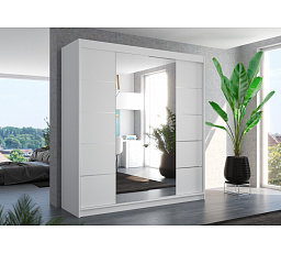 Posuvná skriňa so zrkadlom DALMATIA 200 Biela+Biela