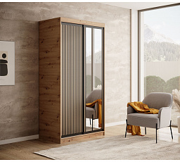 Šatní skriňa s posuvnými dverami Delia 100 Artisan+Čierna