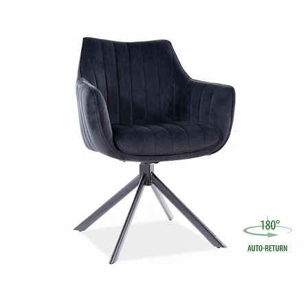 Jedálenská otočná stolička AZALIA VELVET, čierny Bluvel 19/Čierna