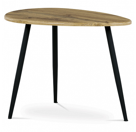 Konferenčný stôl, vrchná doska MDF, dekor divoký dub, čierny kov