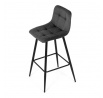 Stolička barová, sivá látka, štvornohá kovová podnož, čierny mat