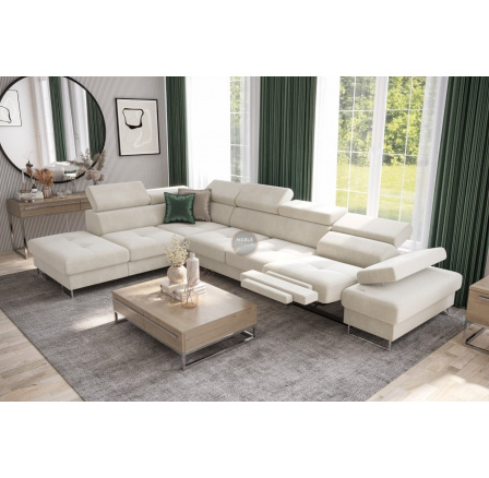 Rohová sedacia súprava GALAXY, relax s funkciou spania 225X350 cm - béžová, ľavá Rohová sedacia súprava GALAXY, relax s funkciou spania 225X350 cm - béžová, ľavá