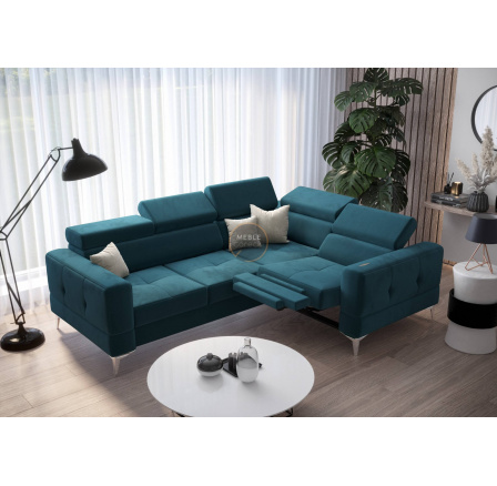 Rohová sedacia súprava TOSCANIA, relax s funkciou spania 185x250 - modrá, pravá