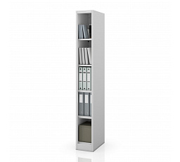 Úzky kovový regál, archivačný na dokumenty šedý: TIM 250 x 1850 x 400 mm