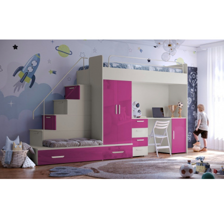 Vyvýšená posteľ PARADISE 5, Kašmír Ružová lesk