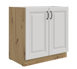 Dolní skříňka STELLO - 80 D 2F BB, Dub Artisan/Bílý mat