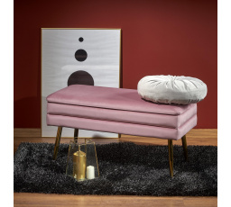 Taburet VELVA, ružová/zlatá