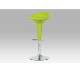 Barová stolička, limetkový plast, chrómová podstava, nastaviteľná výška