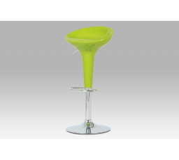 Barová stolička, limetkový plast, chrómová podstava, nastaviteľná výška