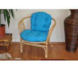 Ratanové kreslo Bahama medový vankúš tyrkysové zvýraznenia