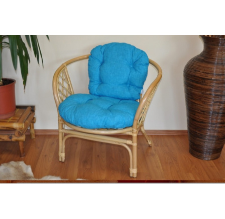 Ratanové kreslo Bahama medový vankúš tyrkysové zvýraznenia