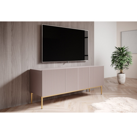 TV skrinka Nicole 150 cm - staroružová MDF / zlaté nohy