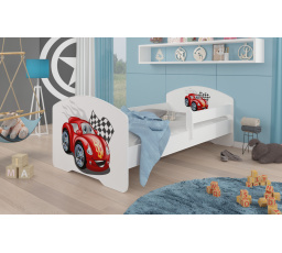 Posteľ s matracom a zábranou PEPE CAR ZIGZAG 140x70 Biela