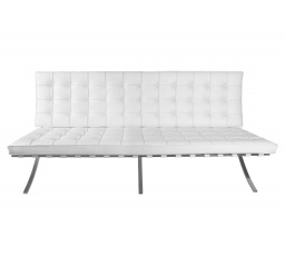 Sofa BA3 pre 3 osoby, biela prírodná koža